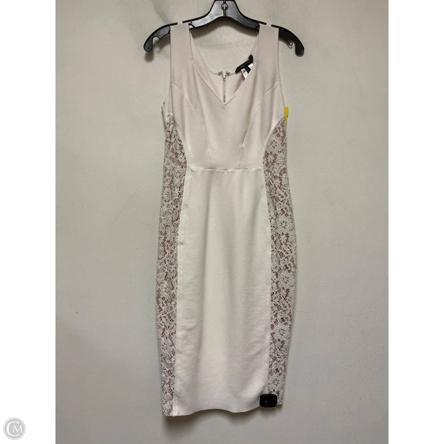Dress Casual Midi By Bcbgmaxazria In White, Size: L