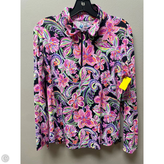 Athletic Top Long Sleeve Collar By Ibkul In Multi-colored, Size: M
