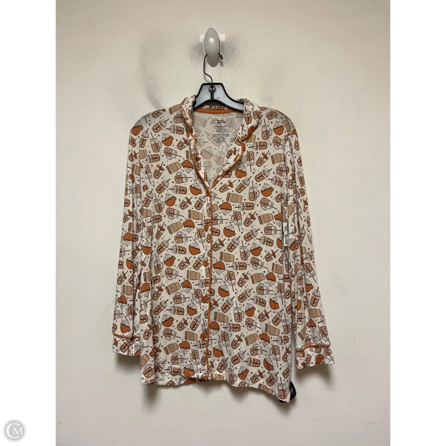 Pajamas 2pc By Clothes Mentor In Cream & Orange, Size: M