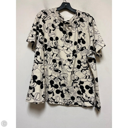 Top Short Sleeve By Disney In Black & Cream, Size: 3x