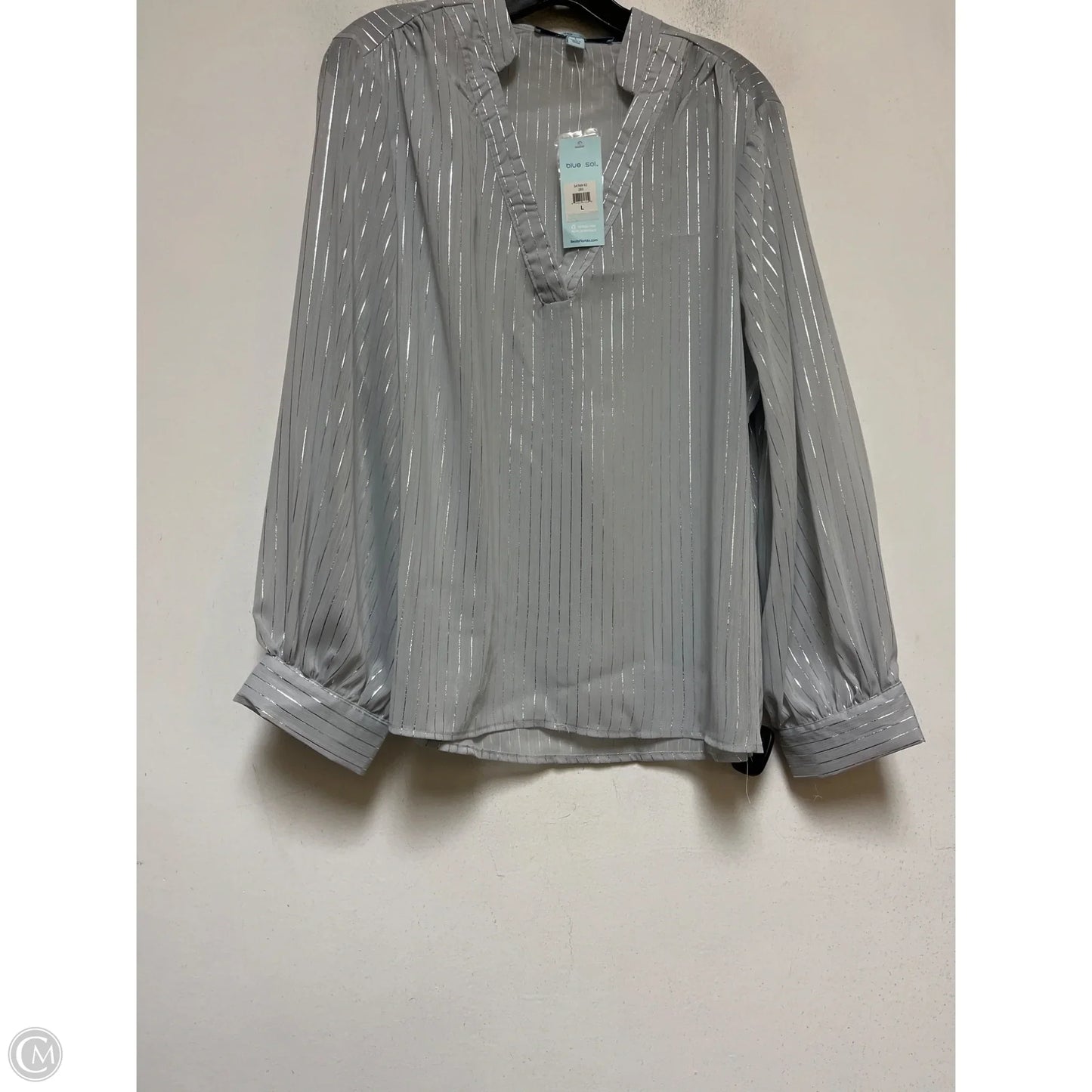 Top Long Sleeve By Blue Sol In Silver, Size: Xl
