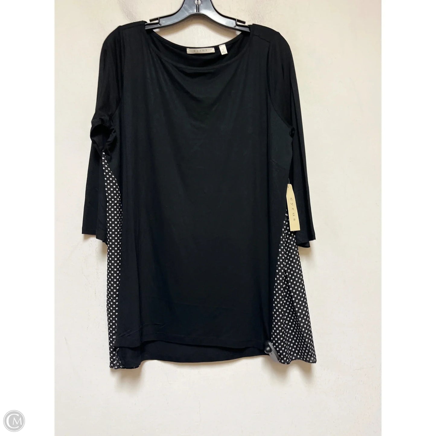 Top Long Sleeve By Cyrus In Black & White, Size: L
