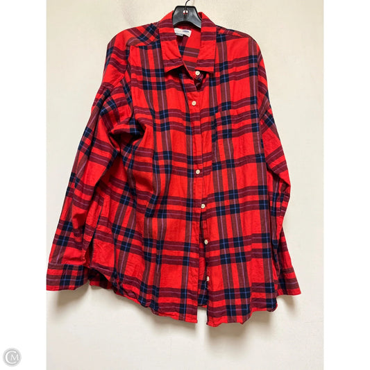 Top Long Sleeve By Old Navy In Plaid Pattern, Size: Xl