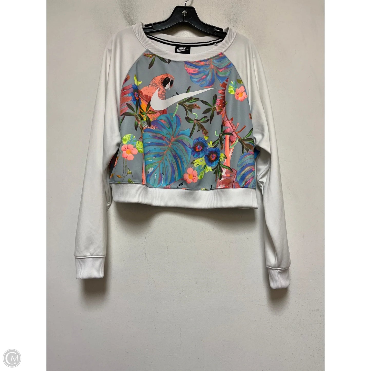 Athletic Sweatshirt Crewneck By Nike Apparel In Tropical Print, Size: L