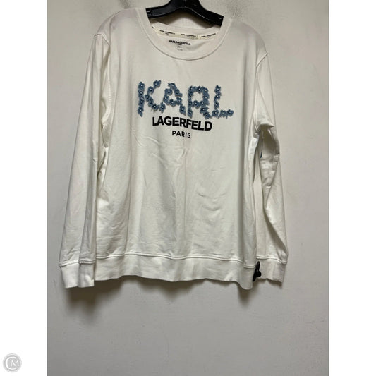 Top Long Sleeve Designer By Karl Lagerfeld In Blue & White, Size: L