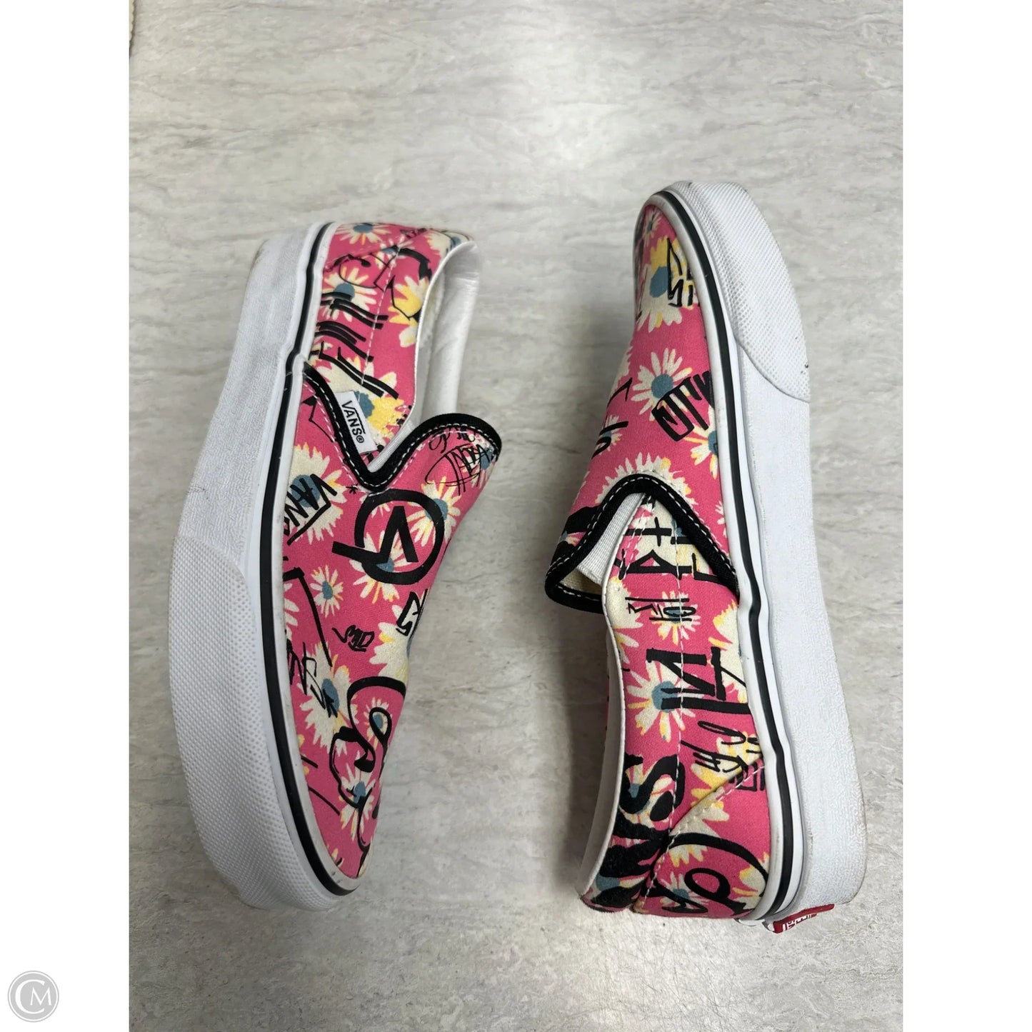 Shoes Flats By Vans In Black & Pink, Size: 6