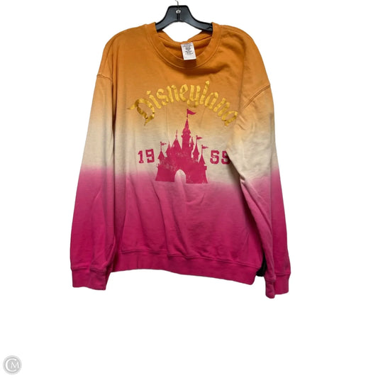 Sweatshirt Crewneck By Disney Store In Orange & Pink, Size: L