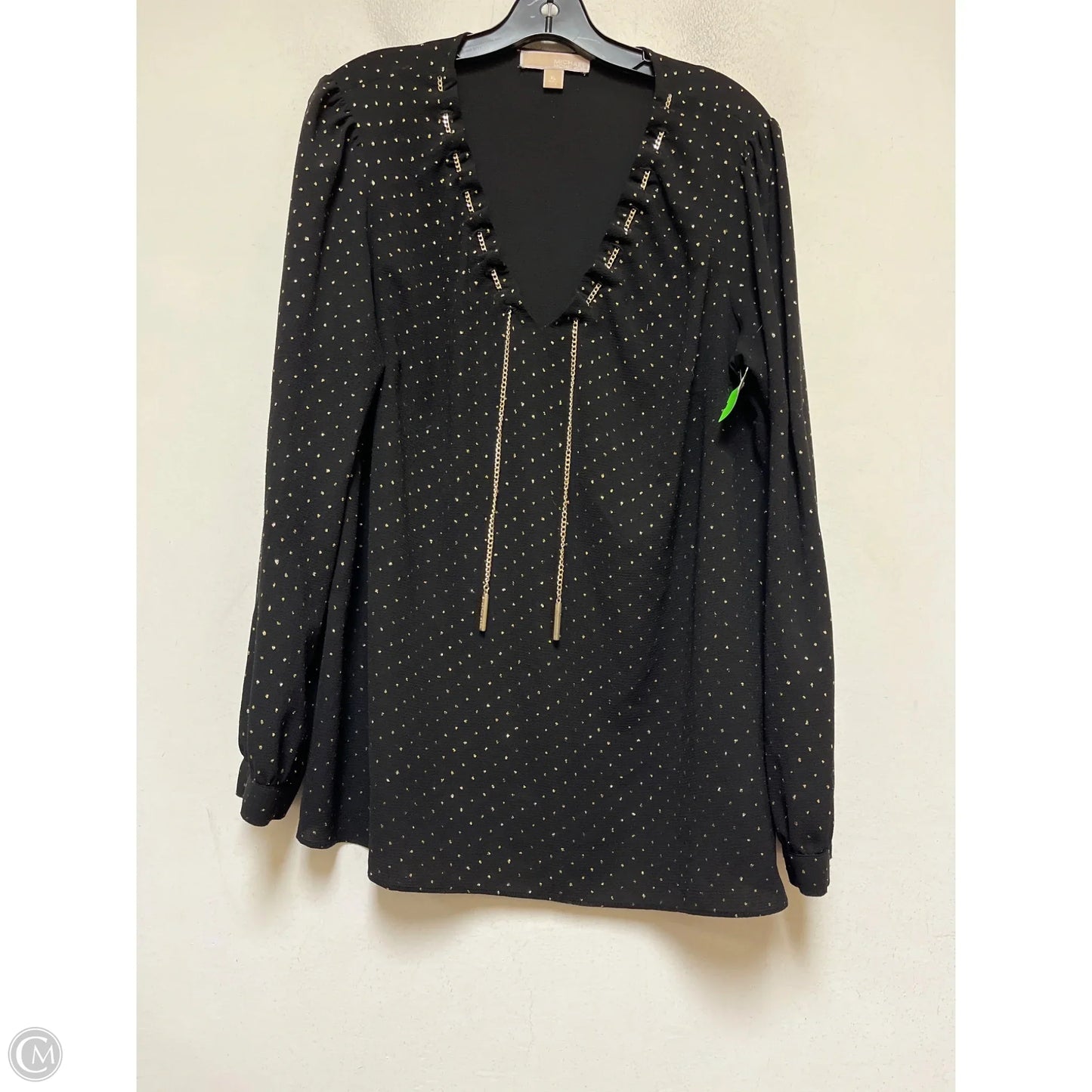Top Long Sleeve By Michael By Michael Kors In Black & Gold, Size: Xl