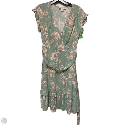 Dress Casual Midi By Monteau In Green & Tan, Size: S