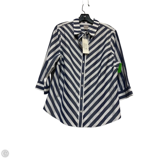 Top Short Sleeve By Chicos In Striped Pattern, Size: L
