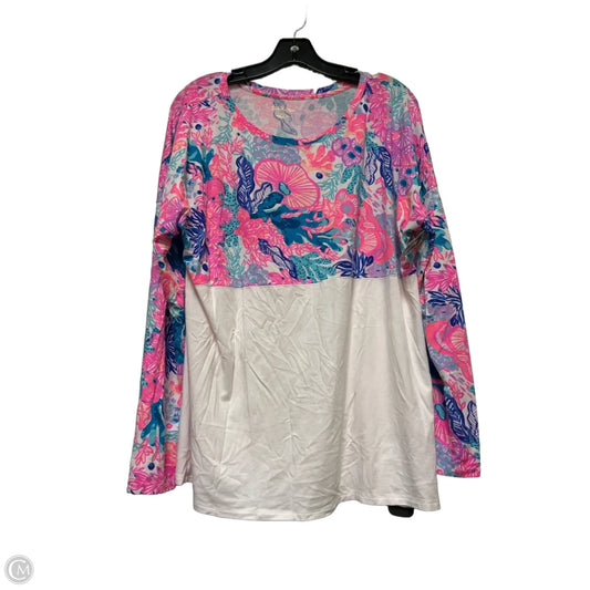 Top Long Sleeve Designer By Lilly Pulitzer In Pink & White, Size: Xl