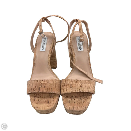 Sandals Heels Block By Steve Madden In Tan, Size: 8