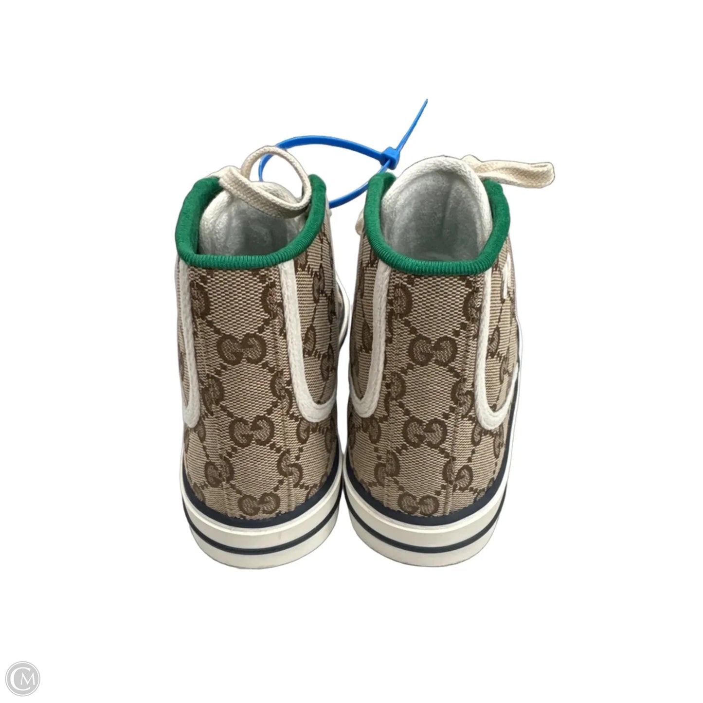Shoes Luxury Designer By Gucci In Green & Tan, Size: 6