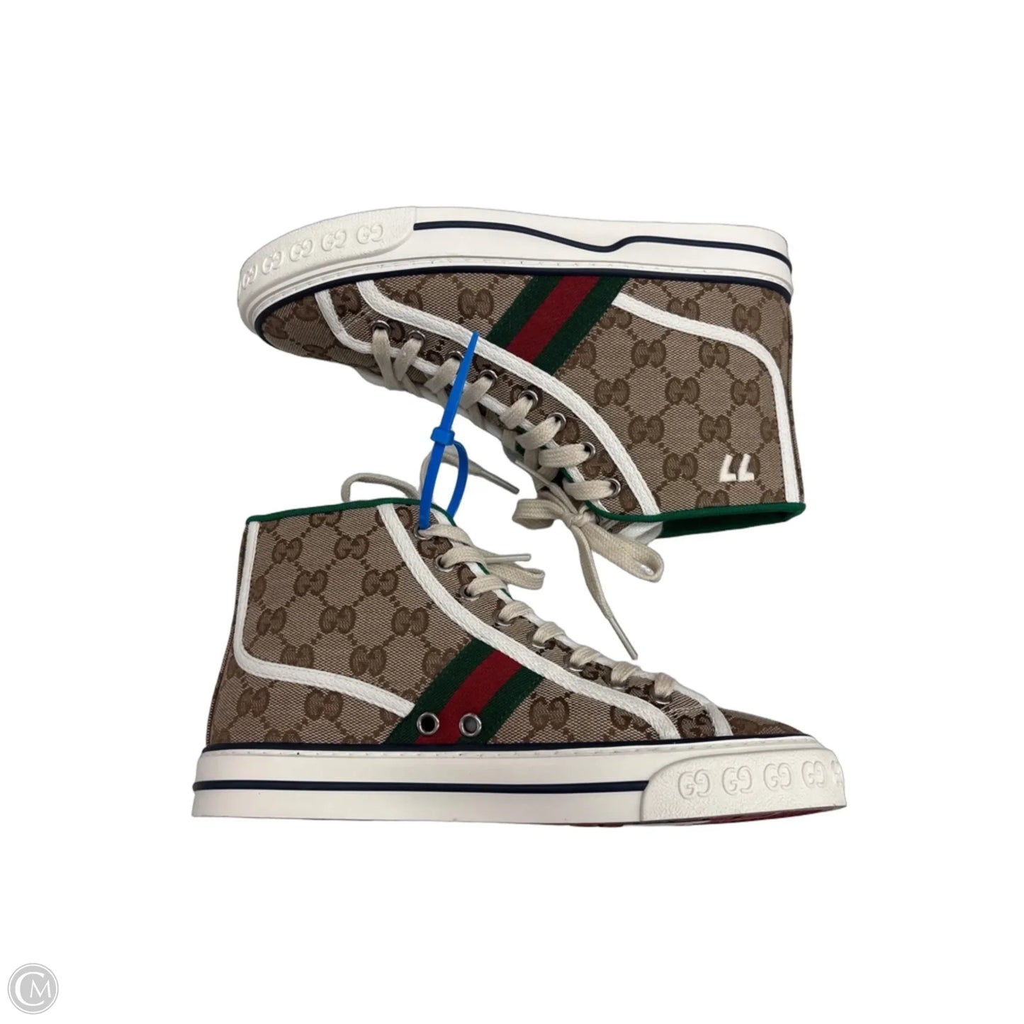 Shoes Luxury Designer By Gucci In Green & Tan, Size: 6