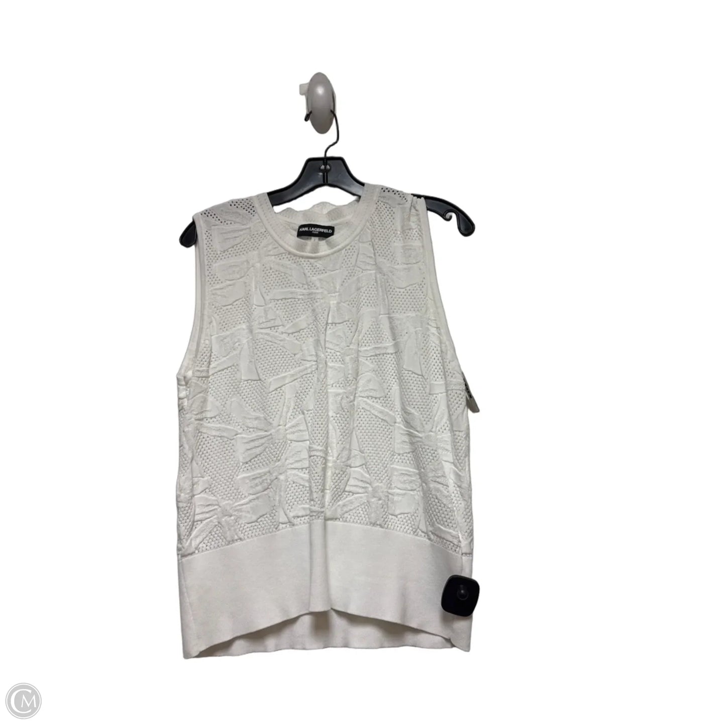 Top Sleeveless Designer By Karl Lagerfeld In White, Size: L
