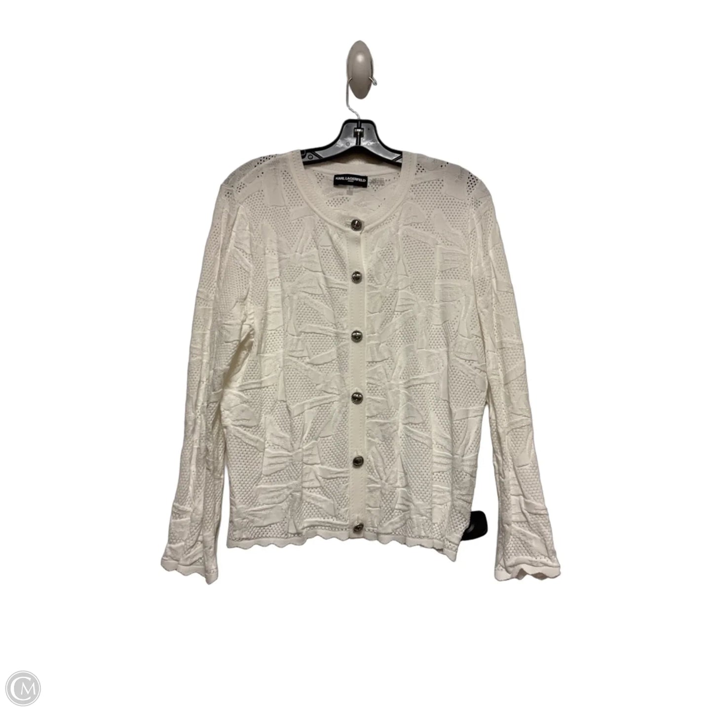 Cardigan Designer By Karl Lagerfeld In White, Size: L