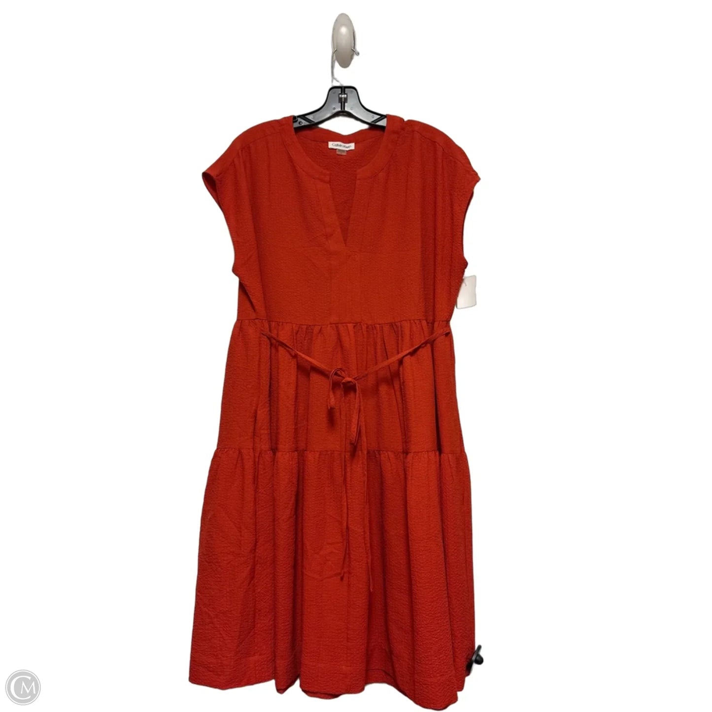 Dress Casual Short By Calvin Klein In Orange, Size: L