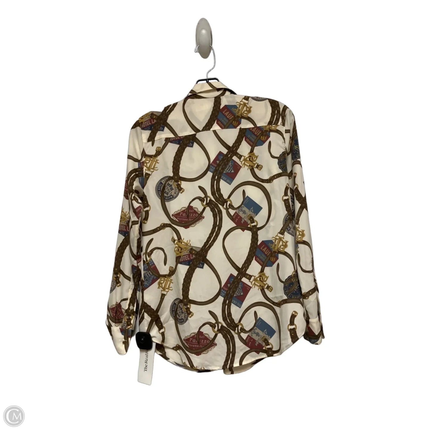 Top Long Sleeve By Lauren By Ralph Lauren In Brown & Cream, Size: Xs