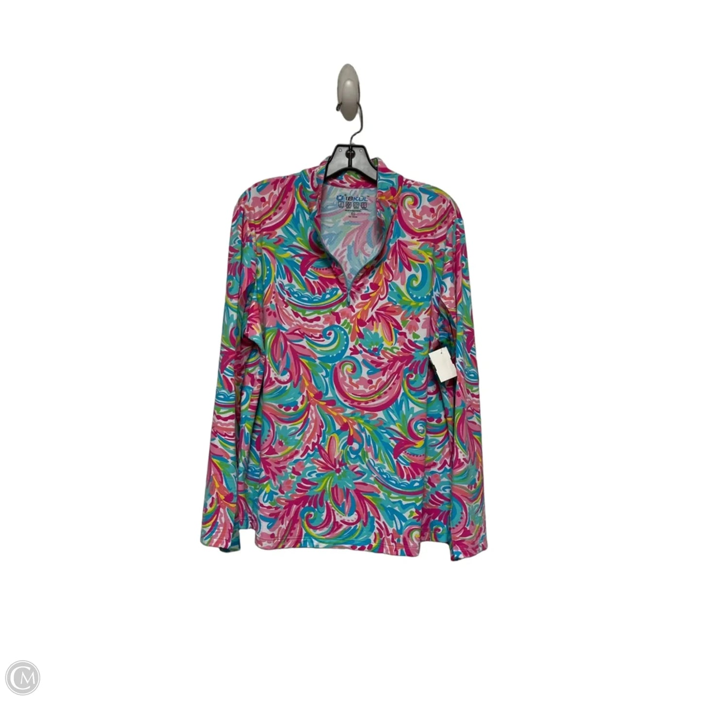 Athletic Top Long Sleeve Crewneck By Ibkul In Blue & Pink, Size: Xxl
