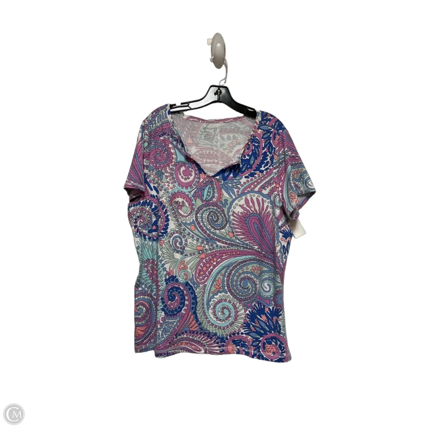 Top Short Sleeve Basic By Talbots In Blue & Pink, Size: Xl