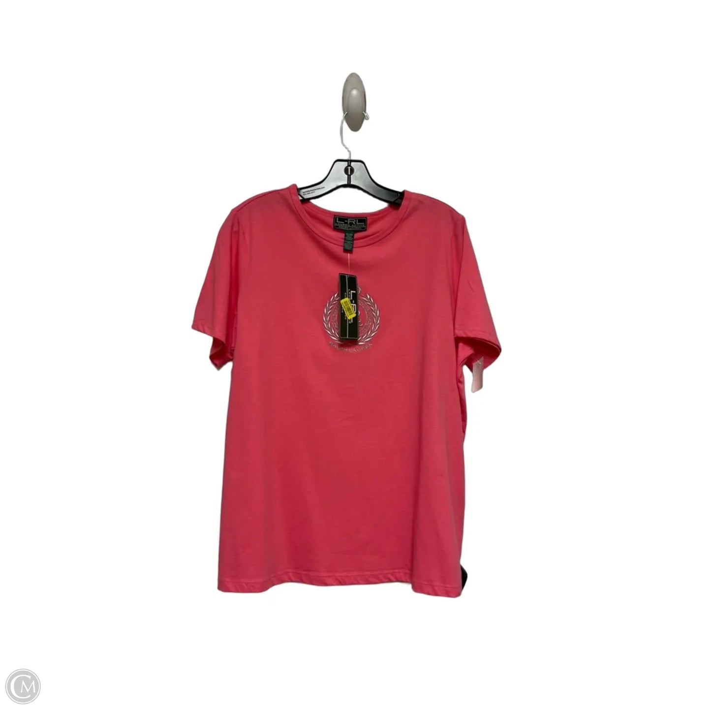 Top Short Sleeve Basic By Lauren By Ralph Lauren In Pink & Silver, Size: Xl