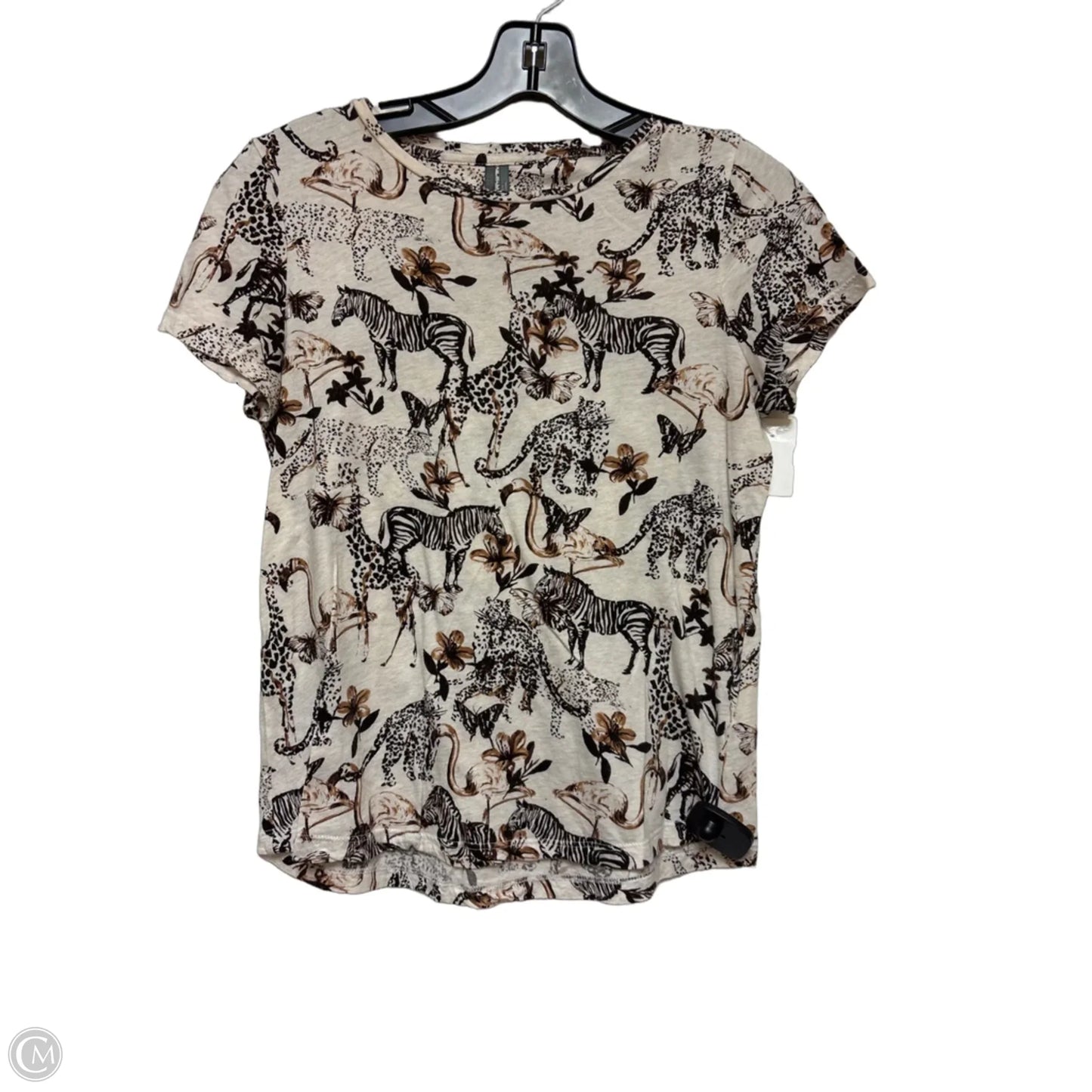 Top Short Sleeve Basic By Anthropologie In Animal Print, Size: Xs
