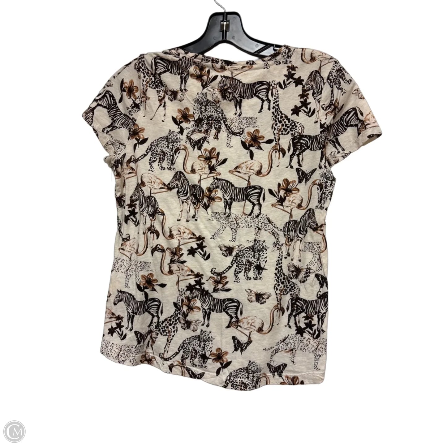 Top Short Sleeve Basic By Anthropologie In Animal Print, Size: Xs