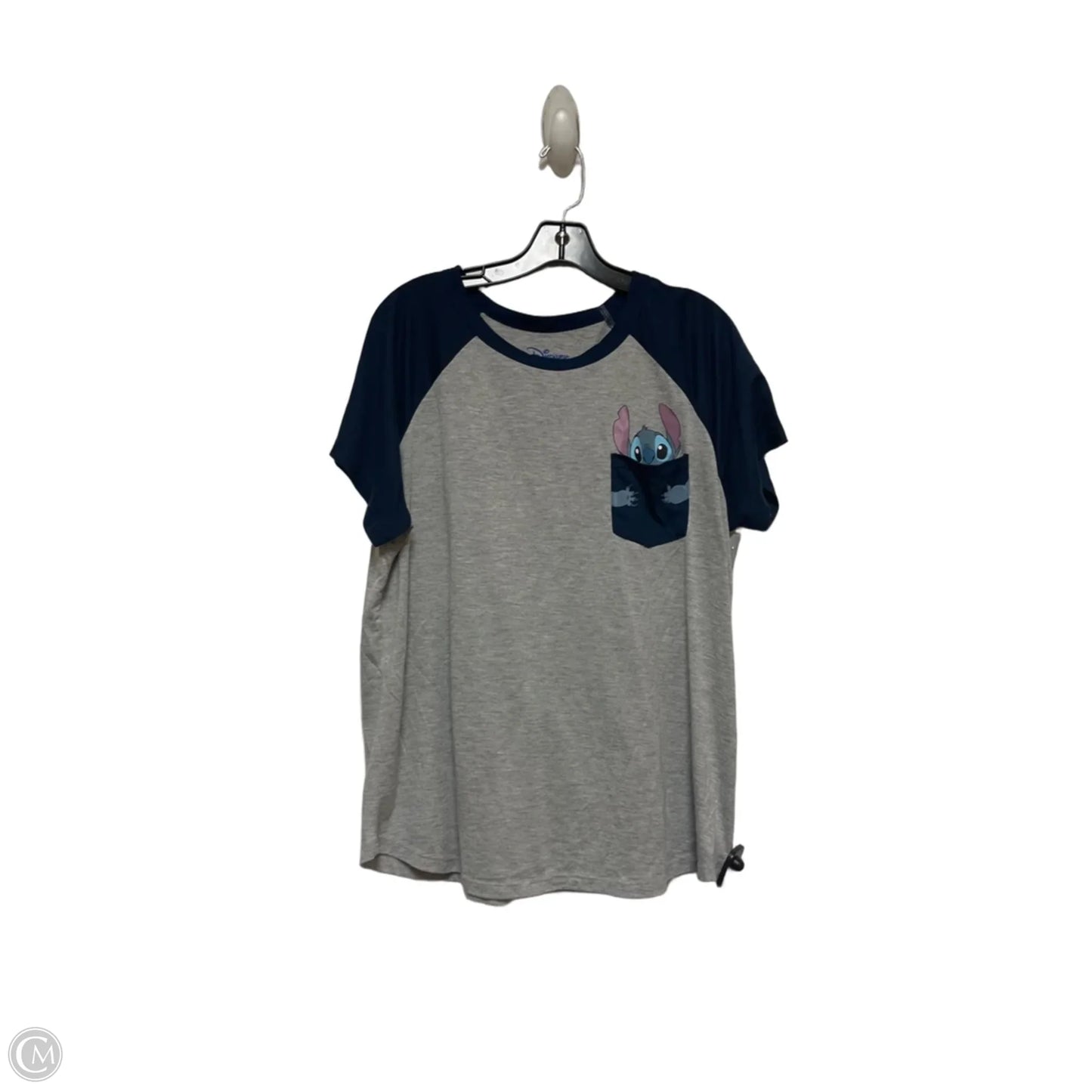 Top Short Sleeve By Disney In Blue & Grey, Size: Xl