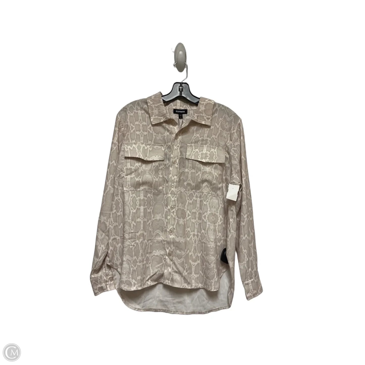 Top Long Sleeve By Express In Snakeskin Print, Size: M