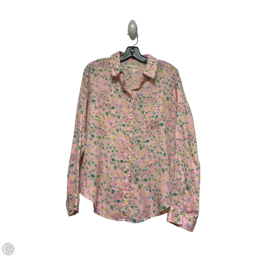 Top Long Sleeve Designer By Lilly Pulitzer In Pink & Yellow, Size: M