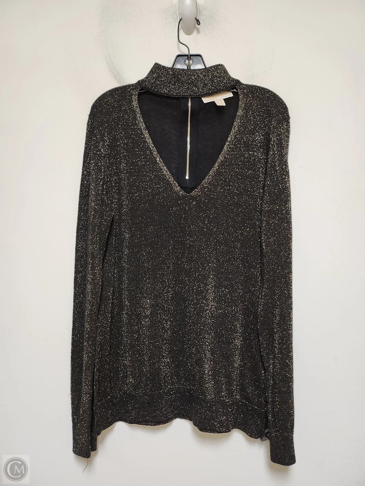 Top Long Sleeve By Michael By Michael Kors In Black & Gold, Size: Xl