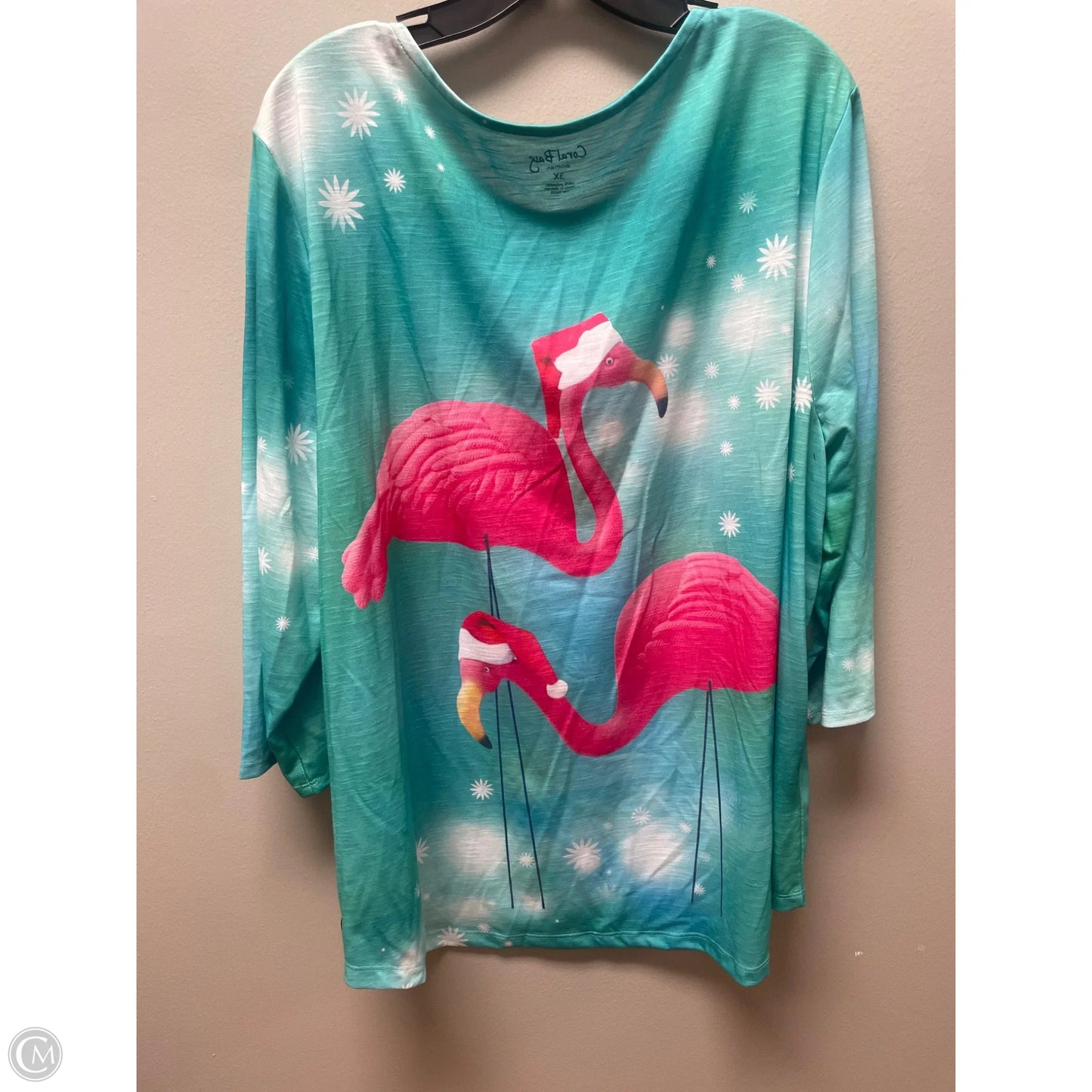 Top Short Sleeve By Coral Bay In Green & Pink, Size: 3x