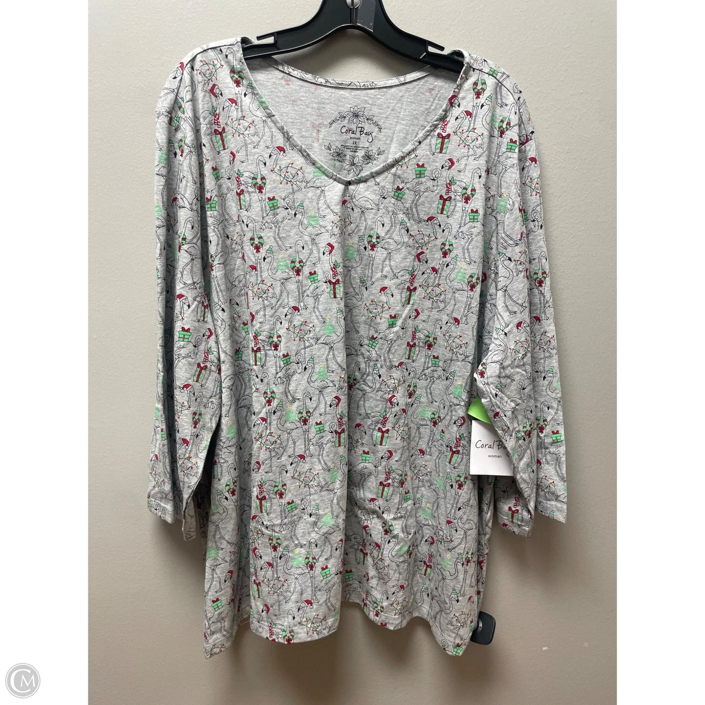 Top Short Sleeve By Coral Bay In Grey, Size: 3x