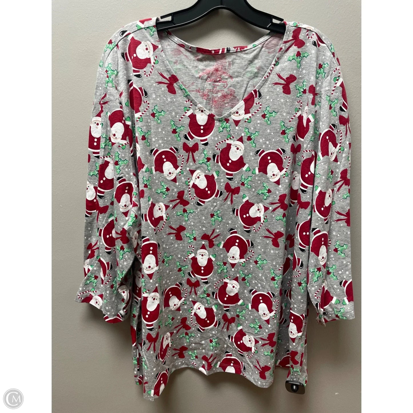 Top Short Sleeve By Coral Bay In Grey, Size: 3x