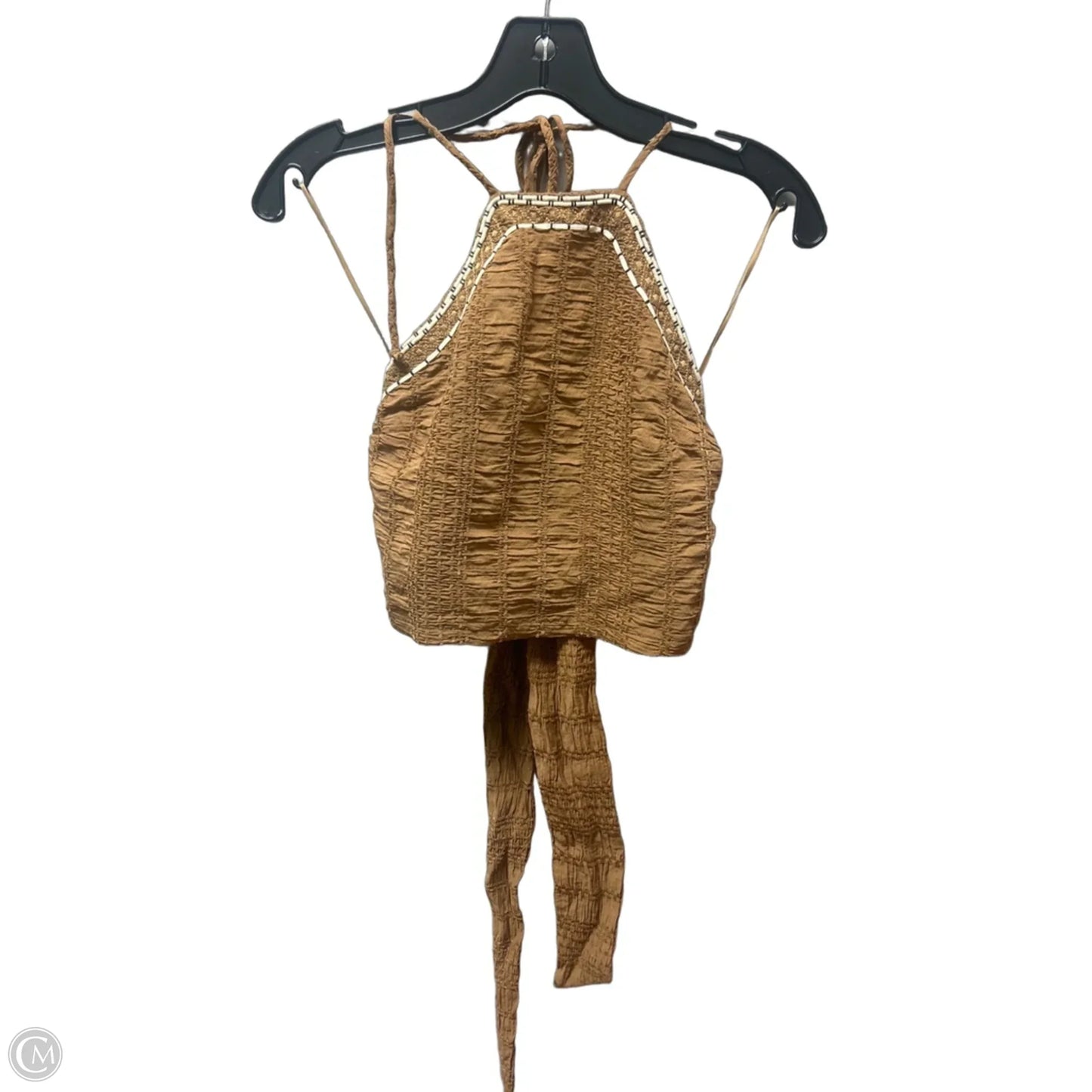 Top Sleeveless By Miou Muse In Brown & Cream, Size: M