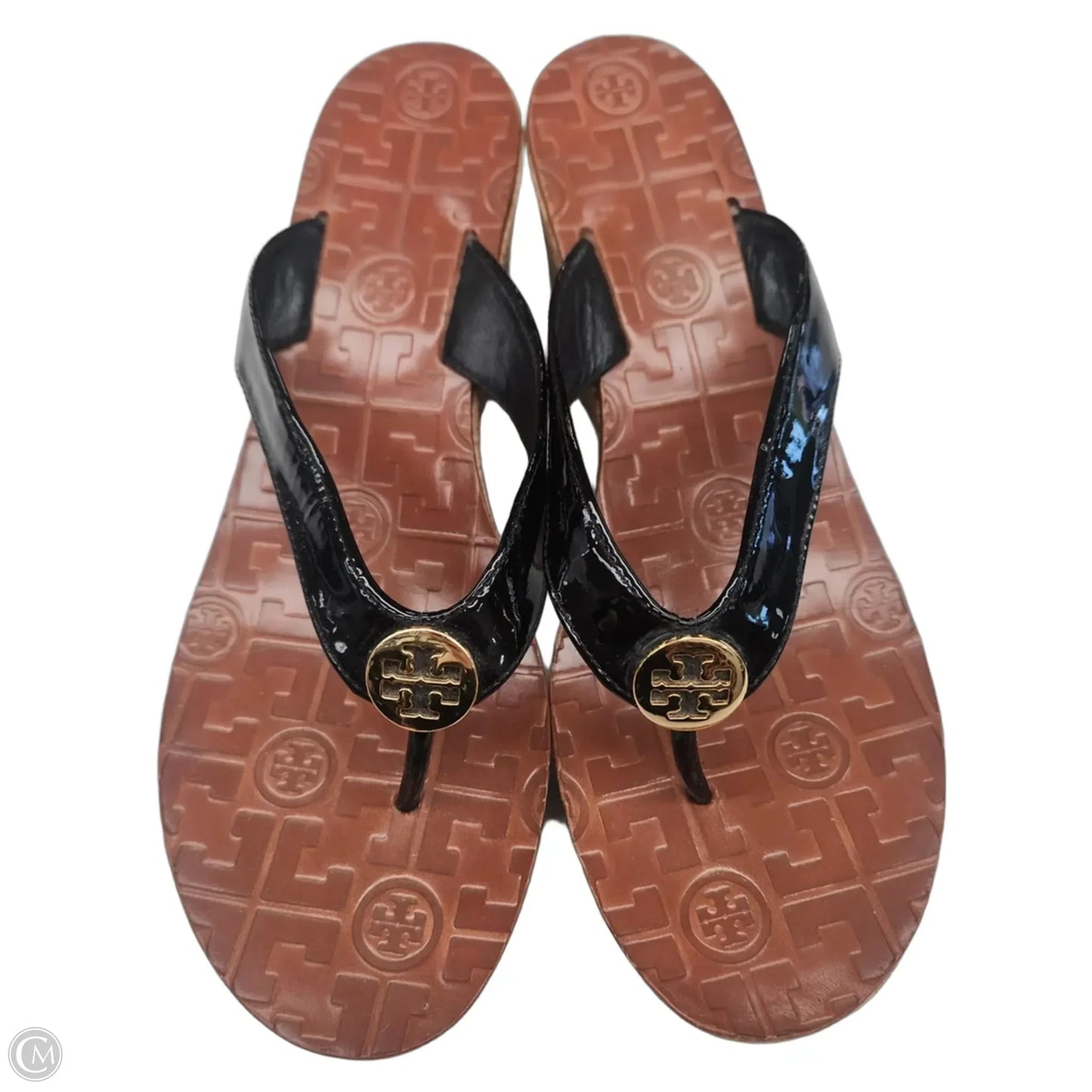 Sandals Designer By Tory Burch In Black & Brown, Size: 8