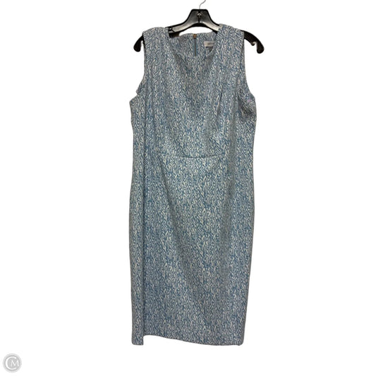 Dress Casual Midi By Calvin Klein In Blue & White, Size: Xl