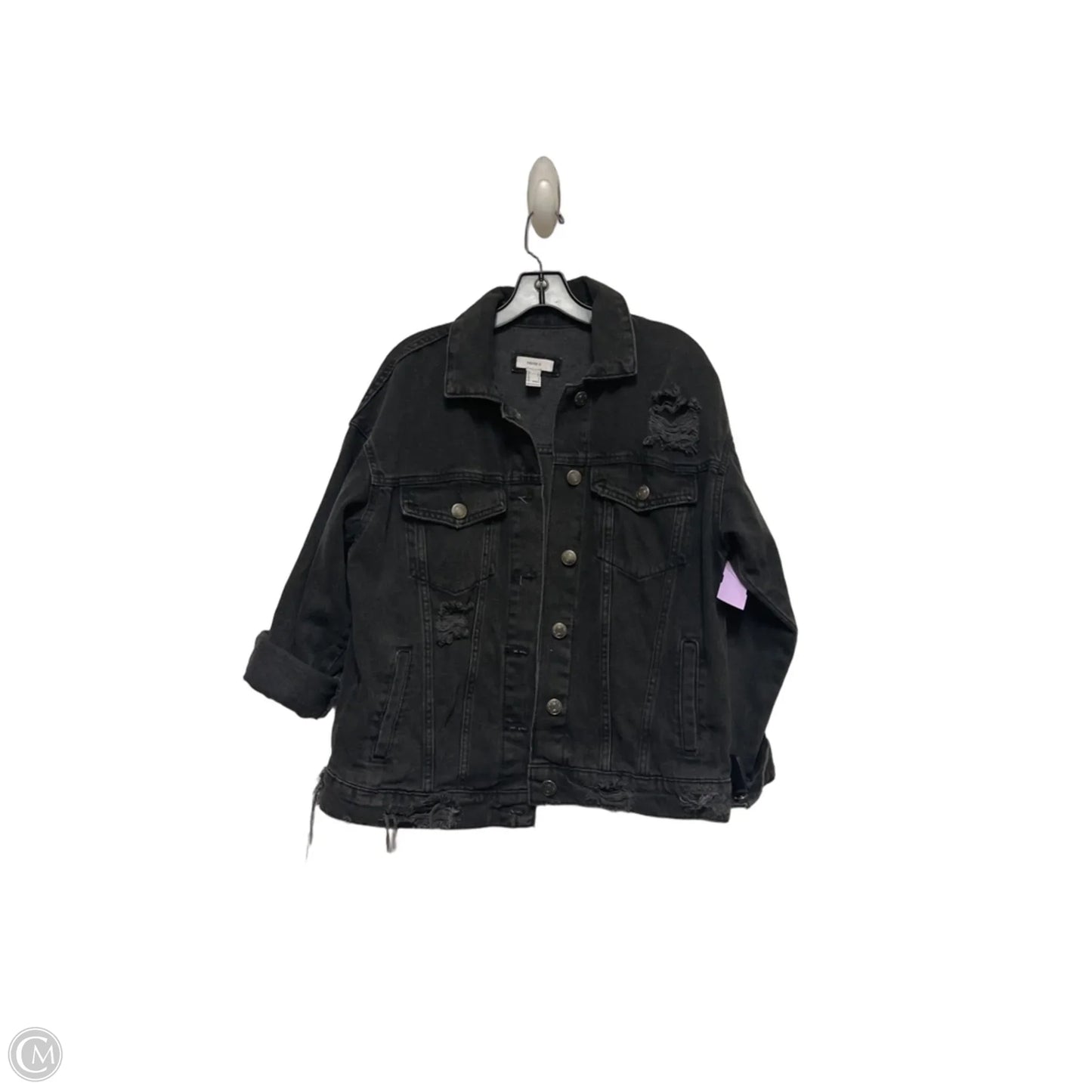 Jacket Denim By Forever 21 In Black Denim, Size: S