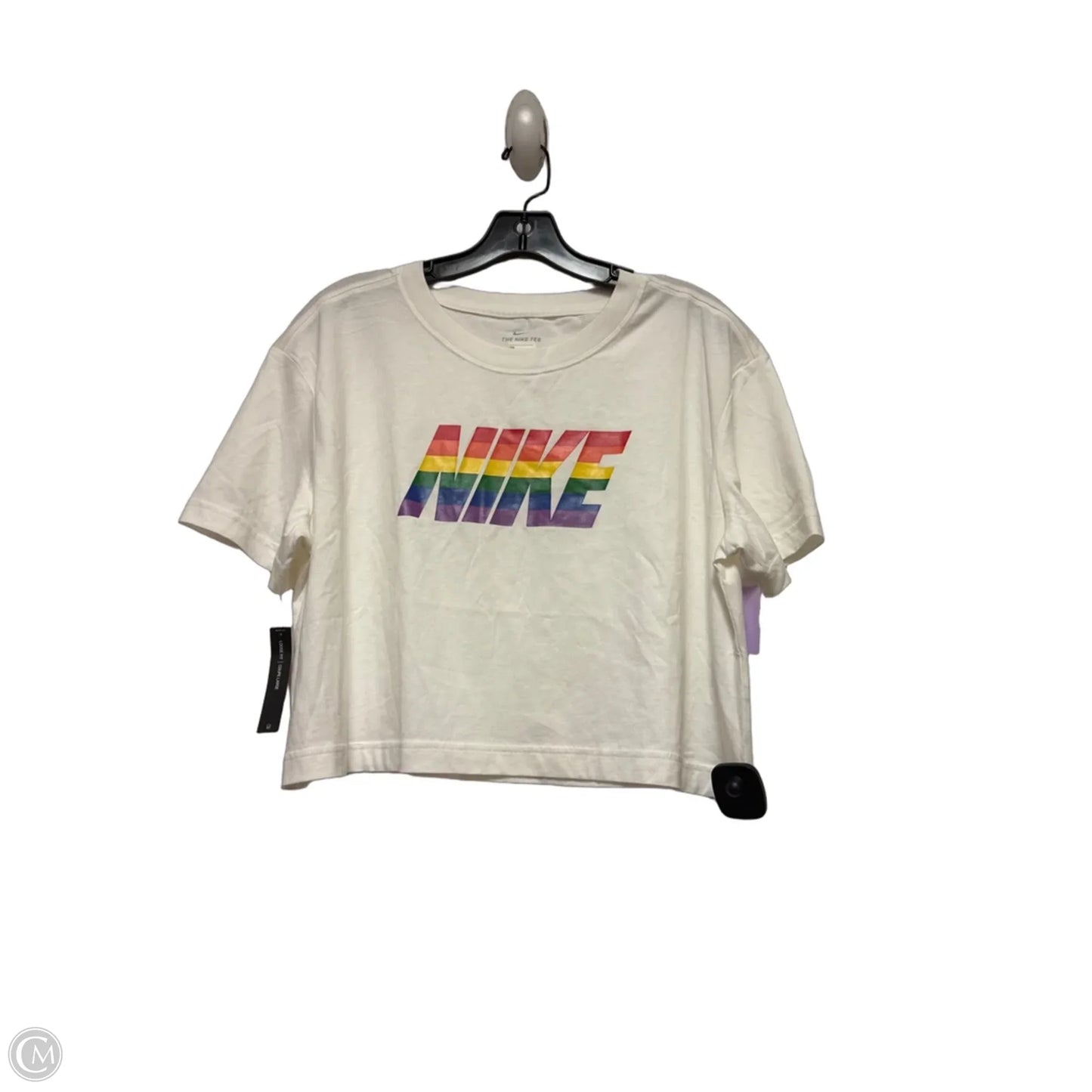 Top Short Sleeve By Nike Apparel In Rainbow Print, Size: M