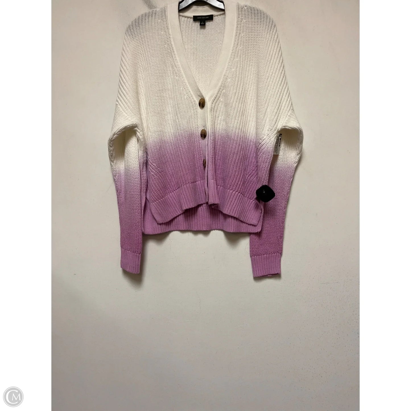 Sweater By Ann Taylor In Pink & White, Size: M