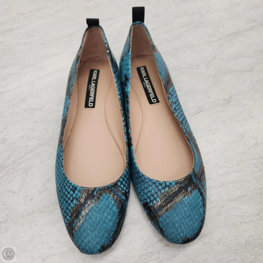 Sandals Flats By Karl Lagerfeld In Black & Blue, Size: 6.5