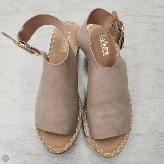 Sandals Heels Wedge By Catherine Malandrino In Tan, Size: 6