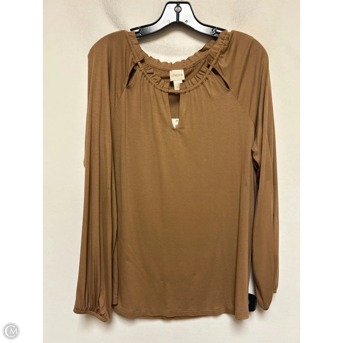 Top Long Sleeve Basic By Chicos In Brown, Size: M