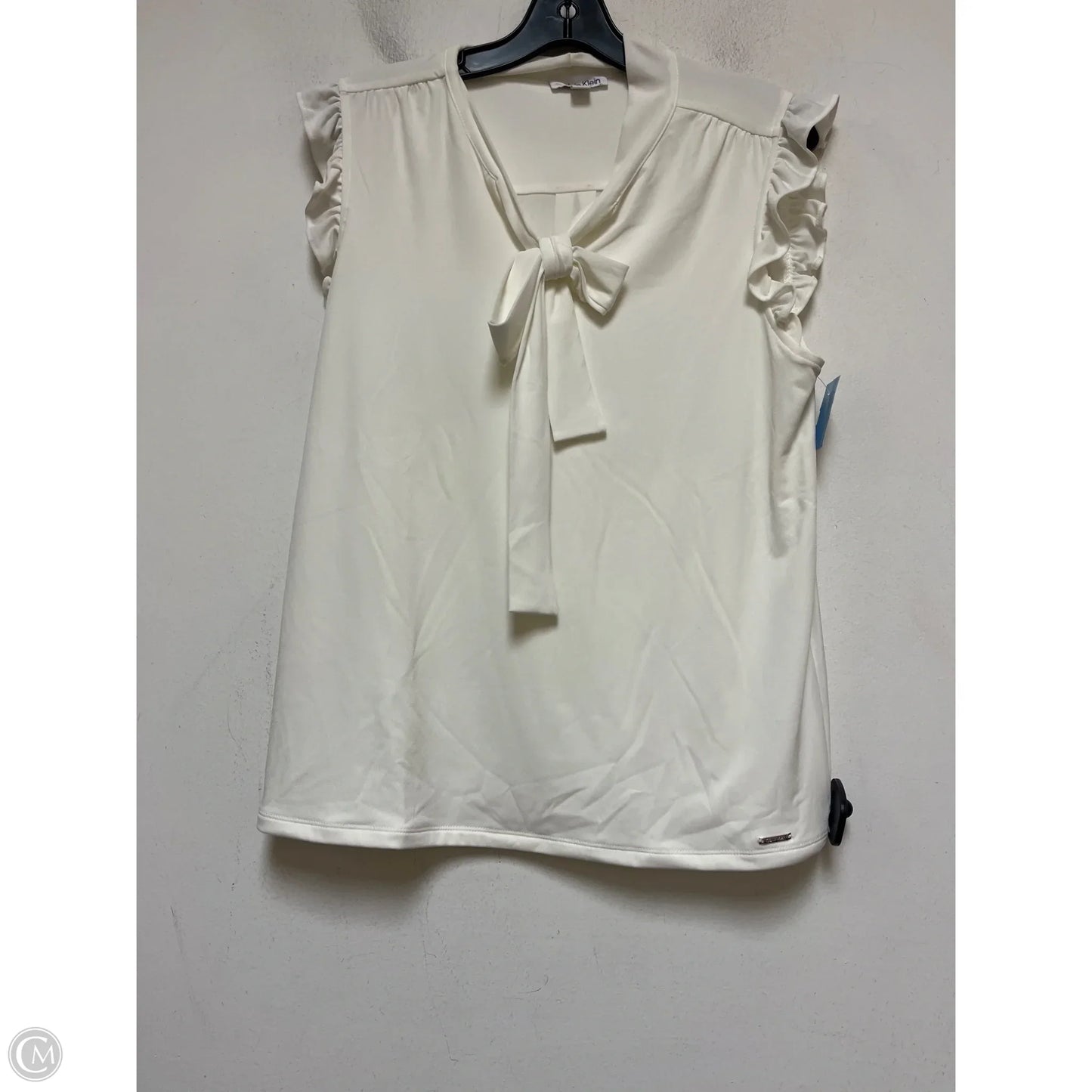 Top Short Sleeve By Calvin Klein In Cream, Size: L