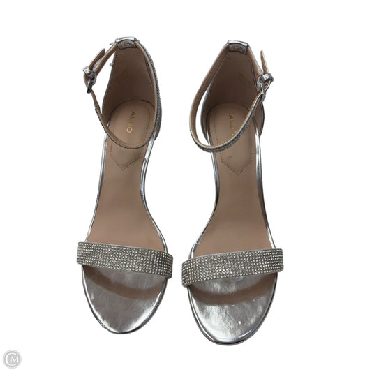 Sandals Heels Stiletto By Aldo In Silver, Size: 10