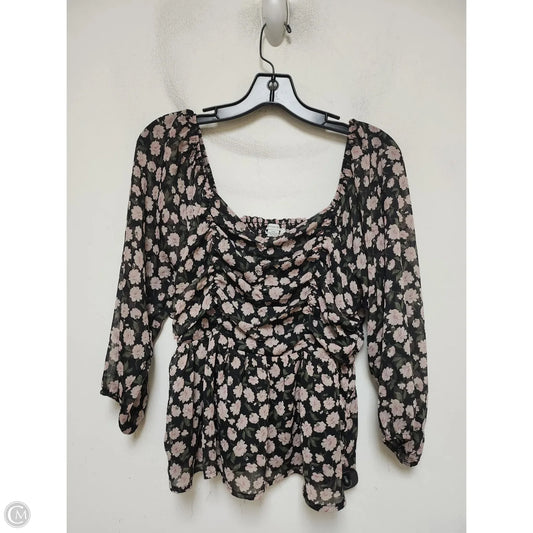 Top Long Sleeve By American Eagle In Floral Print, Size: L