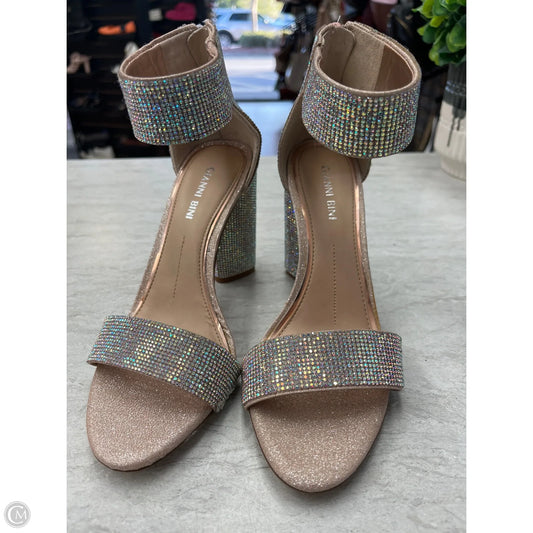 Sandals Heels Block By Gianni Bini In Blue & Tan, Size: 7.5