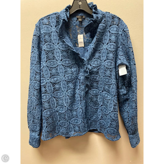 Top Long Sleeve By Ann Taylor In Blue, Size: S