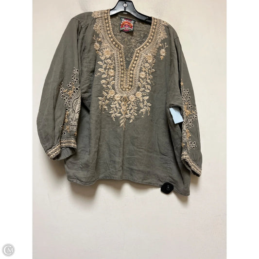 Top Long Sleeve By Johnny Was In Green & Yellow, Size: L