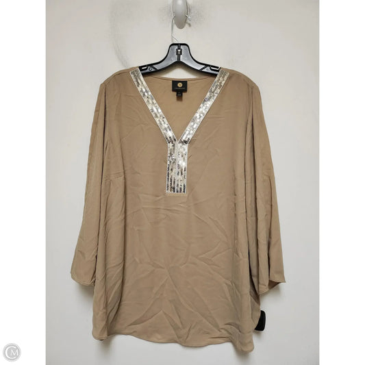 Top Short Sleeve By Jm Collections In Tan, Size: Xl